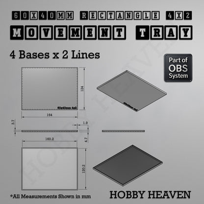 Rectangle Movement Trays | Cavalry & Monsters | 50×25-100×60mm | OBS System