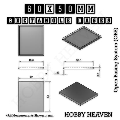 Rectangle Bases Range Sizes - 75x30mm to 125x40mm Medium Sizes 3d Print Full Range Tabletop Games