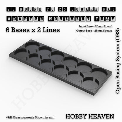 Round to Square Movement Trays Adapters for Tabletop Games