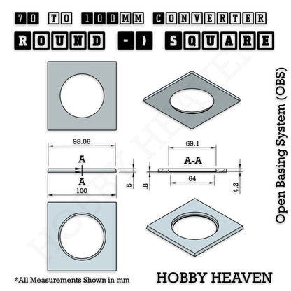 Round to Square Bases Shape and Size Converters 3d Print Full Range