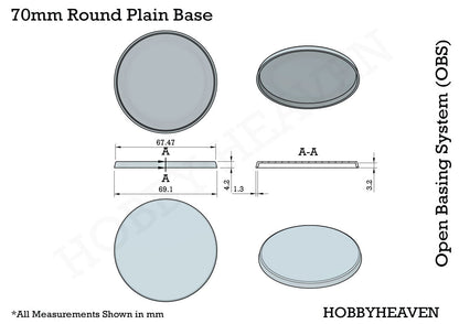 70mm Round Plain Plastic Bases