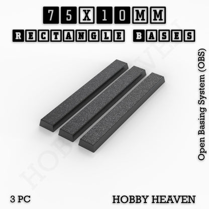 Rectangle Bases Range Sizes - 75x30mm to 125x40mm Medium Sizes 3d Print Full Range Tabletop Games