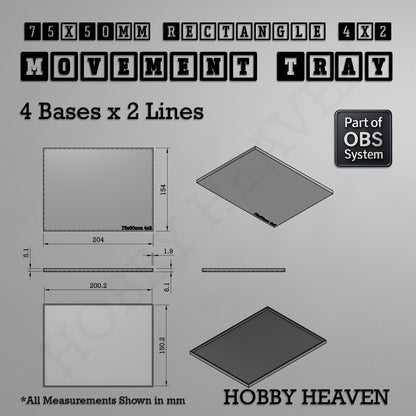 Rectangle Movement Trays | Cavalry & Monsters | 50×25-100×60mm | OBS System