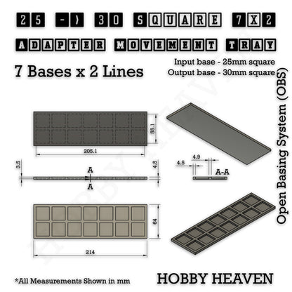 Square and Rectangle Movement Trays Adapters for Tabletop Games