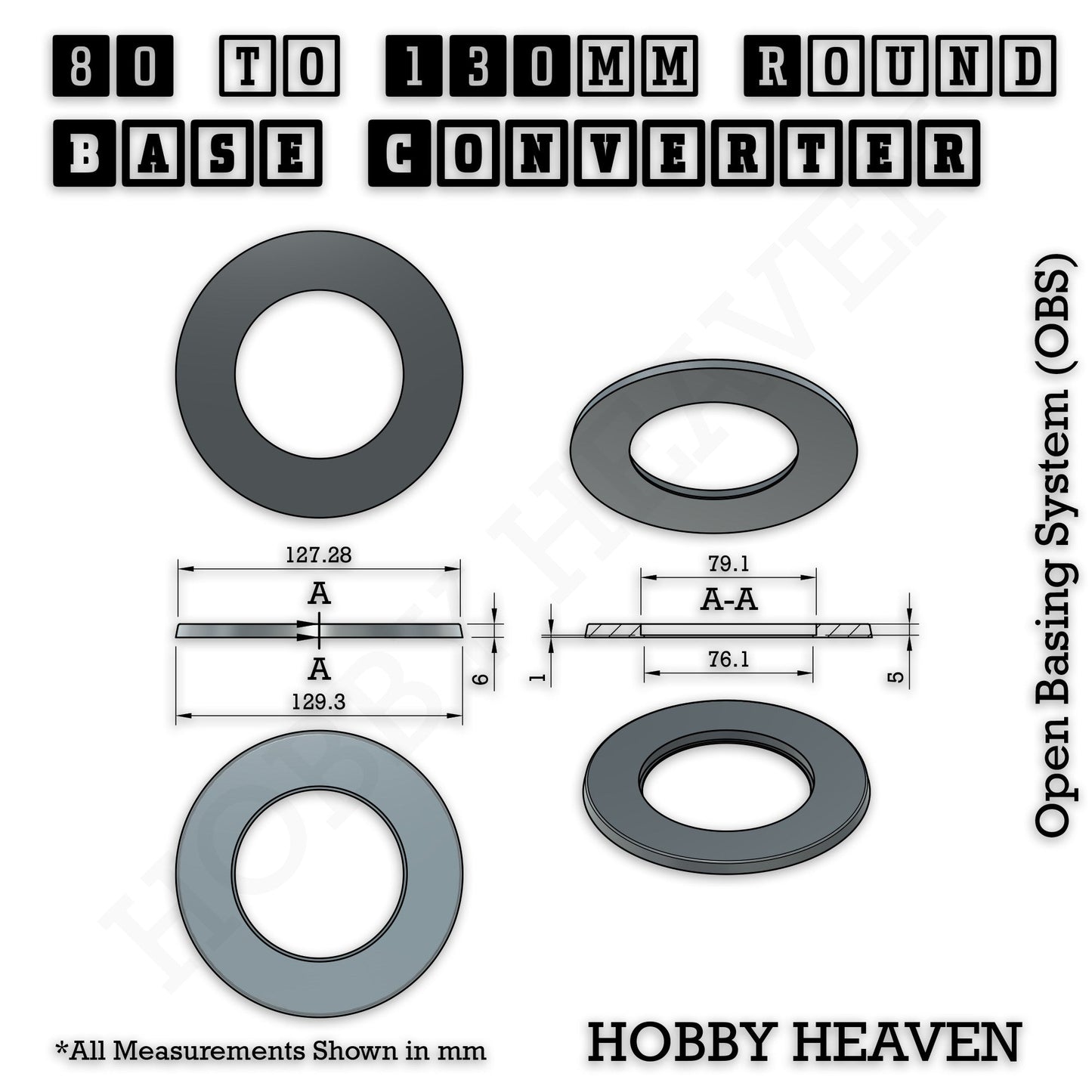 Round Bases Size Converters Round to Round 3d Print Full Range