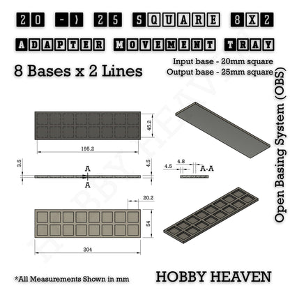 Square and Rectangle Movement Trays Adapters for Tabletop Games