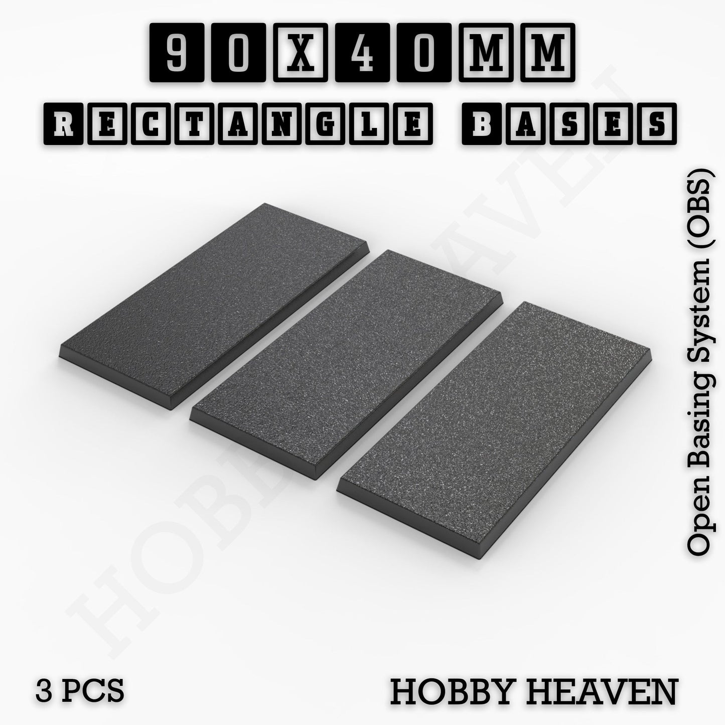 Rectangle Bases Range Sizes - 75x30mm to 125x40mm Medium Sizes 3d Print Full Range Tabletop Games