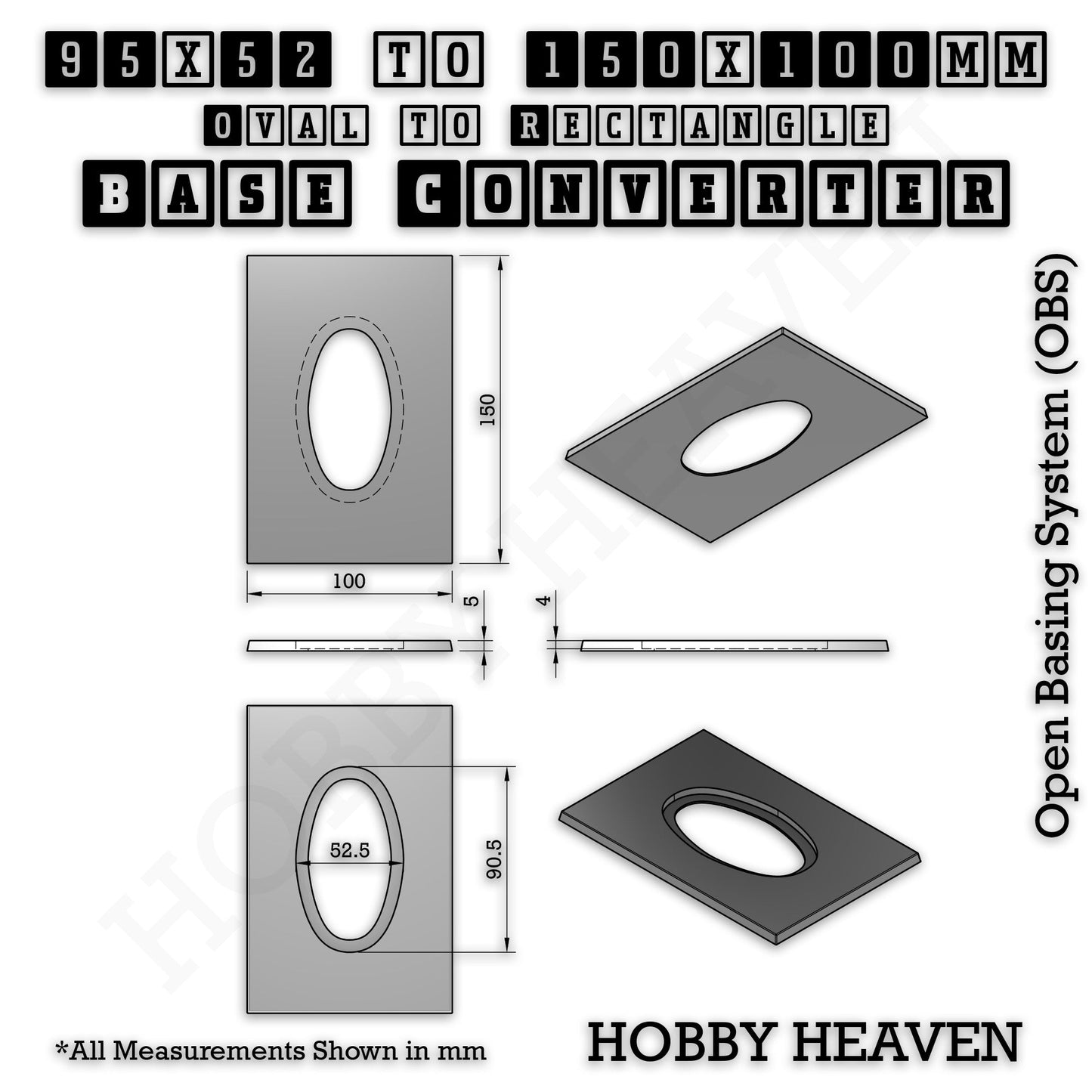 Wargaming Oval to Rectangle Base Converters – Tabletop Games | 3D Printed Tabletop Accessories