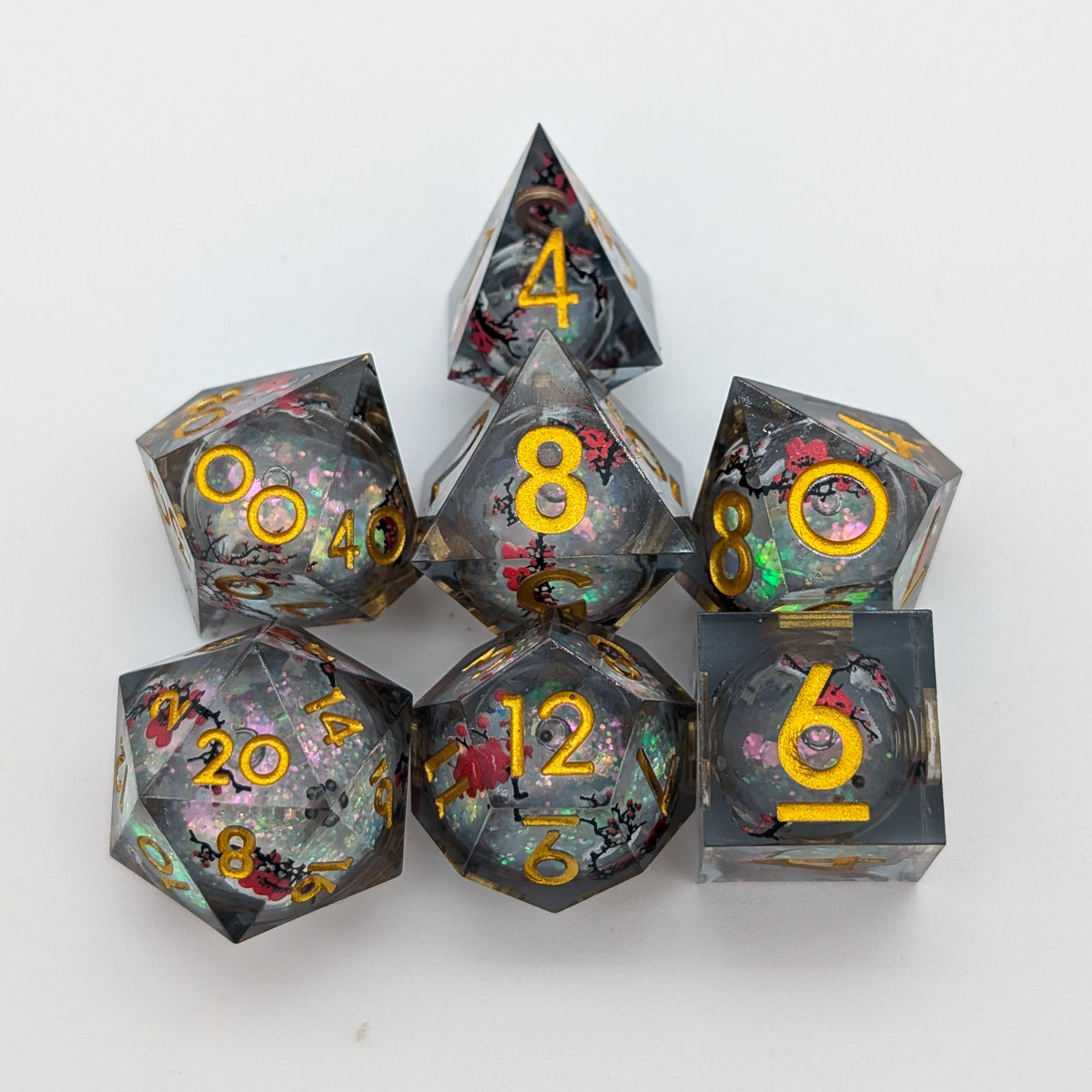 Sakura Moonlight | Blossom Print Liquid Core Dice Set