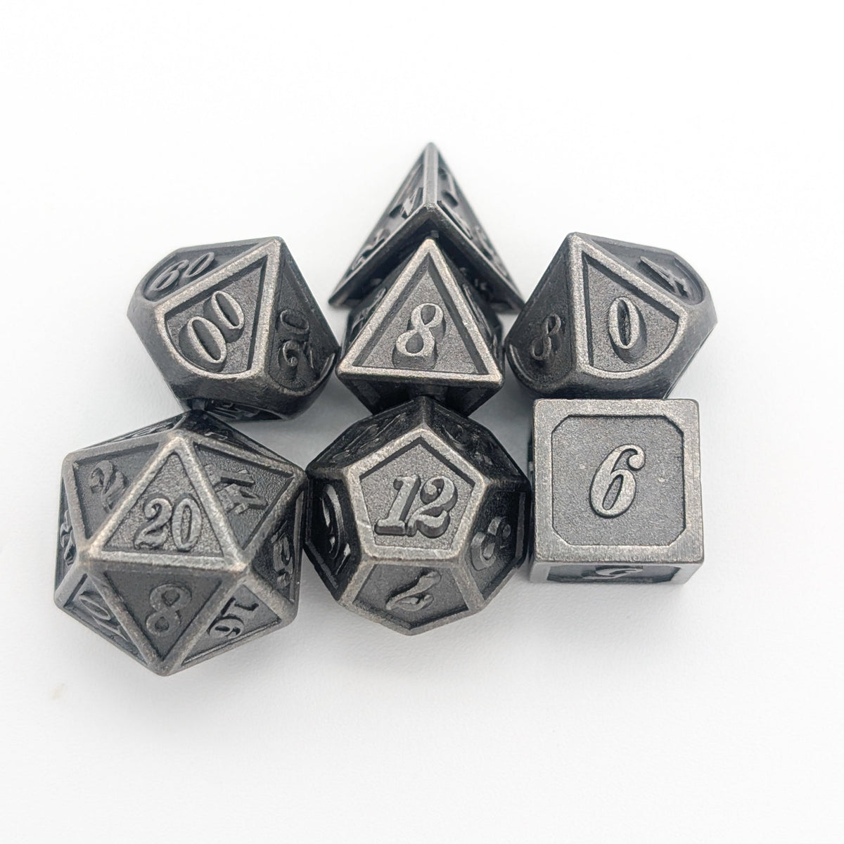 Full Silver Metal Dice Set