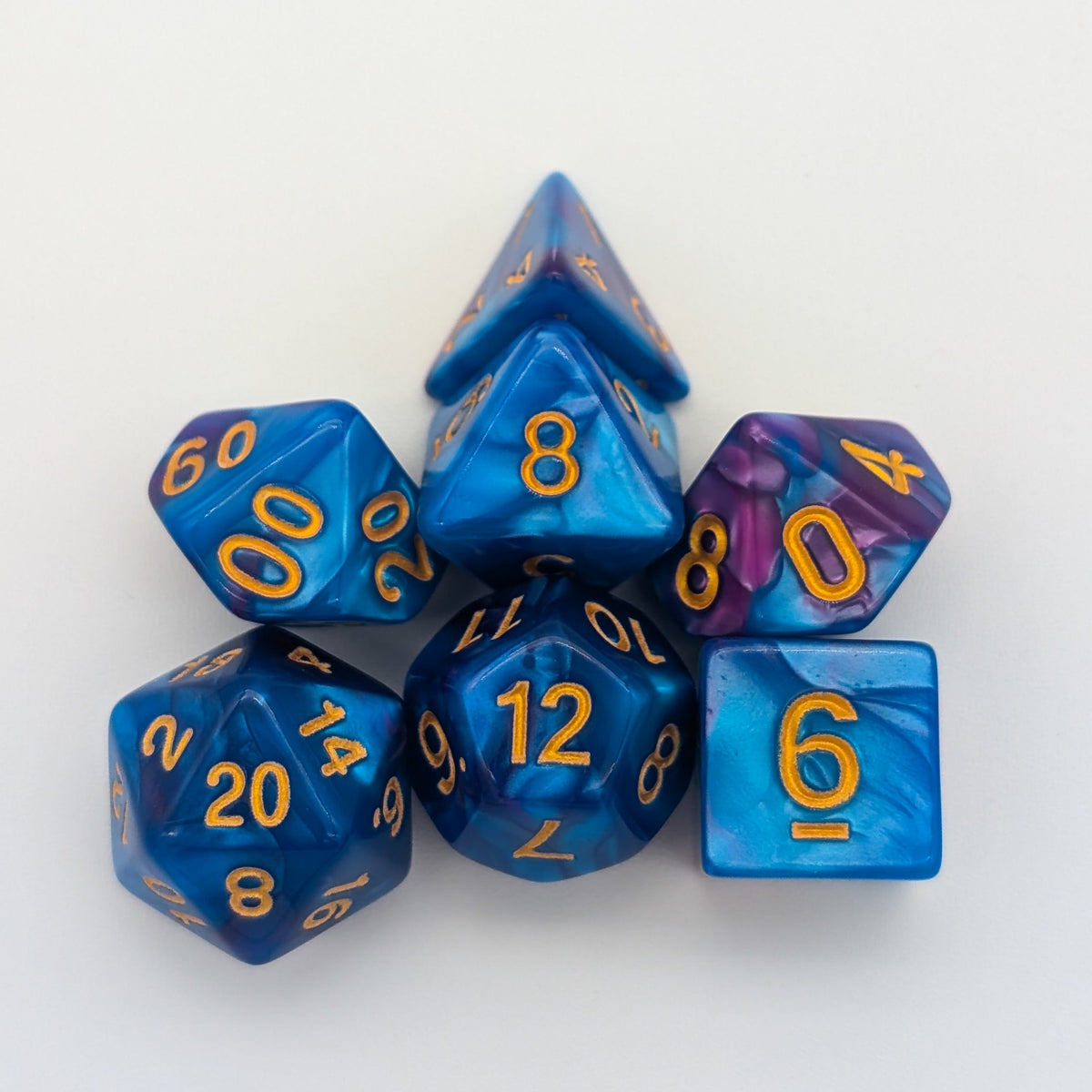 Tie-Dye Purple and Blue Dice Set