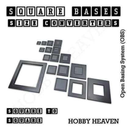 Square to Square Bases Size Converters 3d Print Full Range
