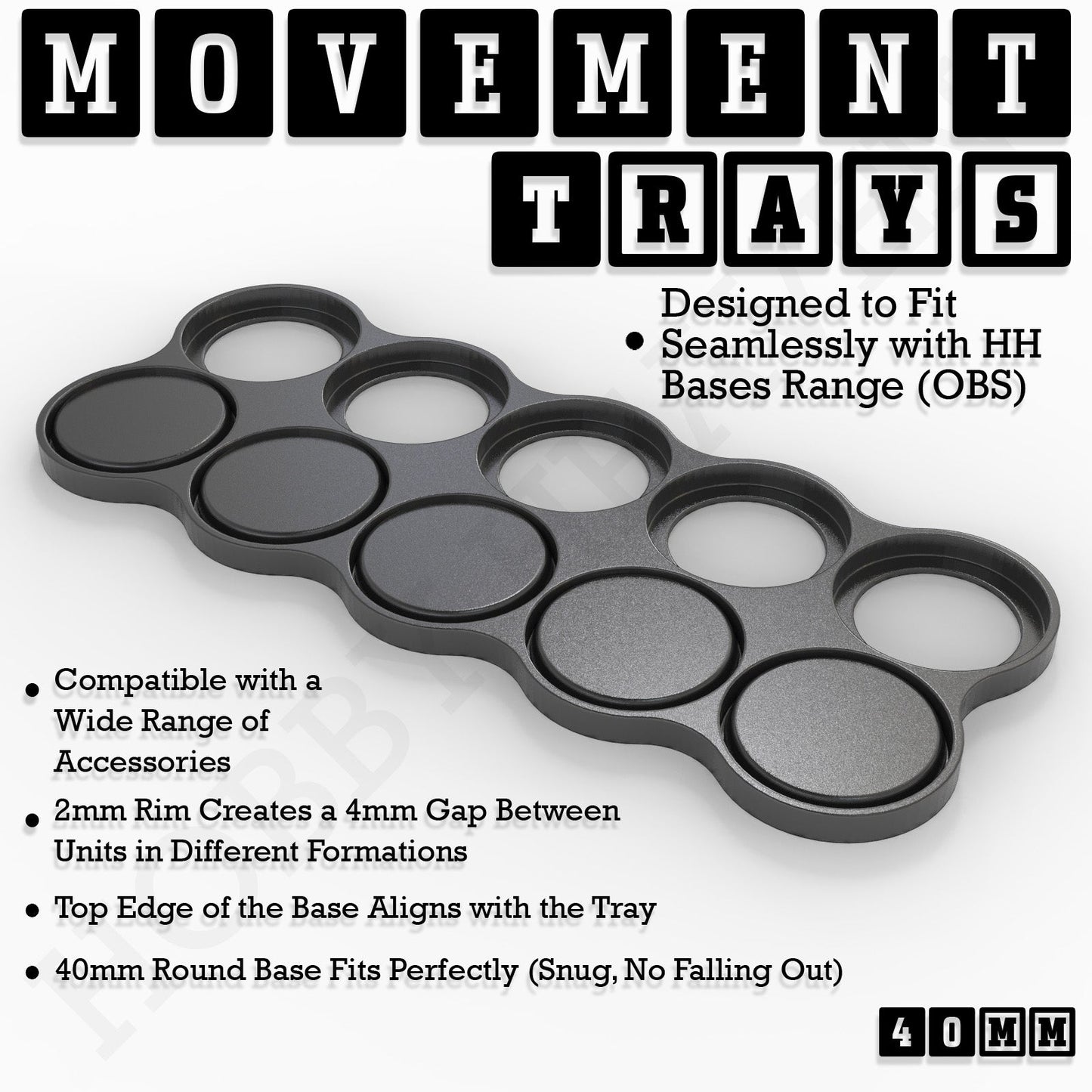 40mm Movement Trays for 28mm Miniatures | Tabletop Wargames Compatible | Full Range