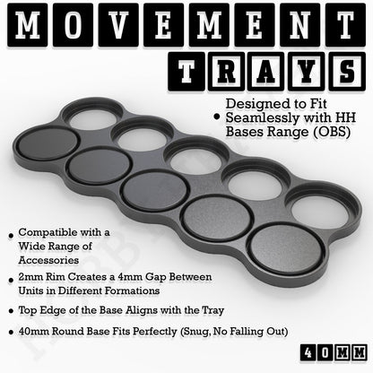 40mm Movement Trays for 28mm Miniatures | Tabletop Wargames Compatible | Full Range