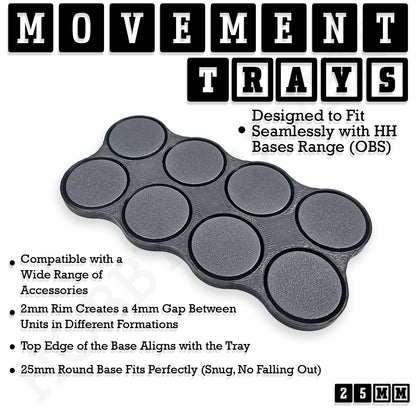 25mm Movement Trays for Tabletop Games | Waargaming | Full Range