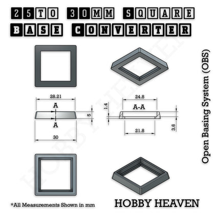 25–30mm Square Base Adapters | Injection Moulded | No Rebasing Required | Fits Popular Fantasy Miniatures