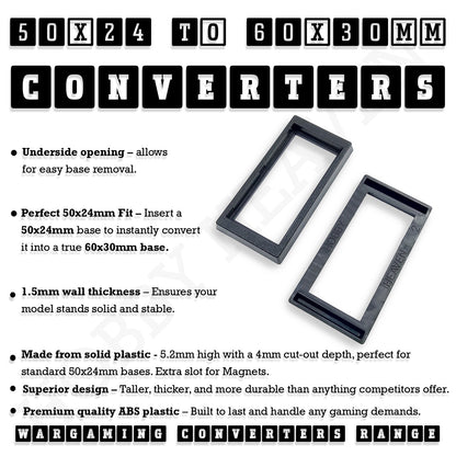 50x24mm to 60x30mm Rectangle Bases Converters ABS Plastic