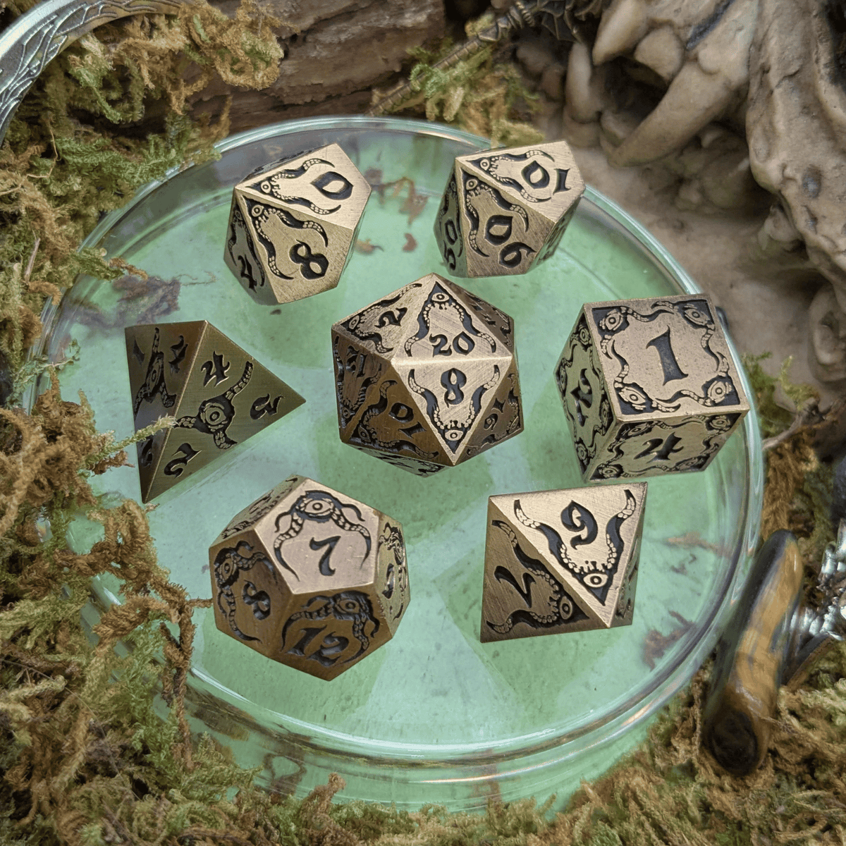 The Abyssal Sovereign | Eldritch Gold Metal Dice Set