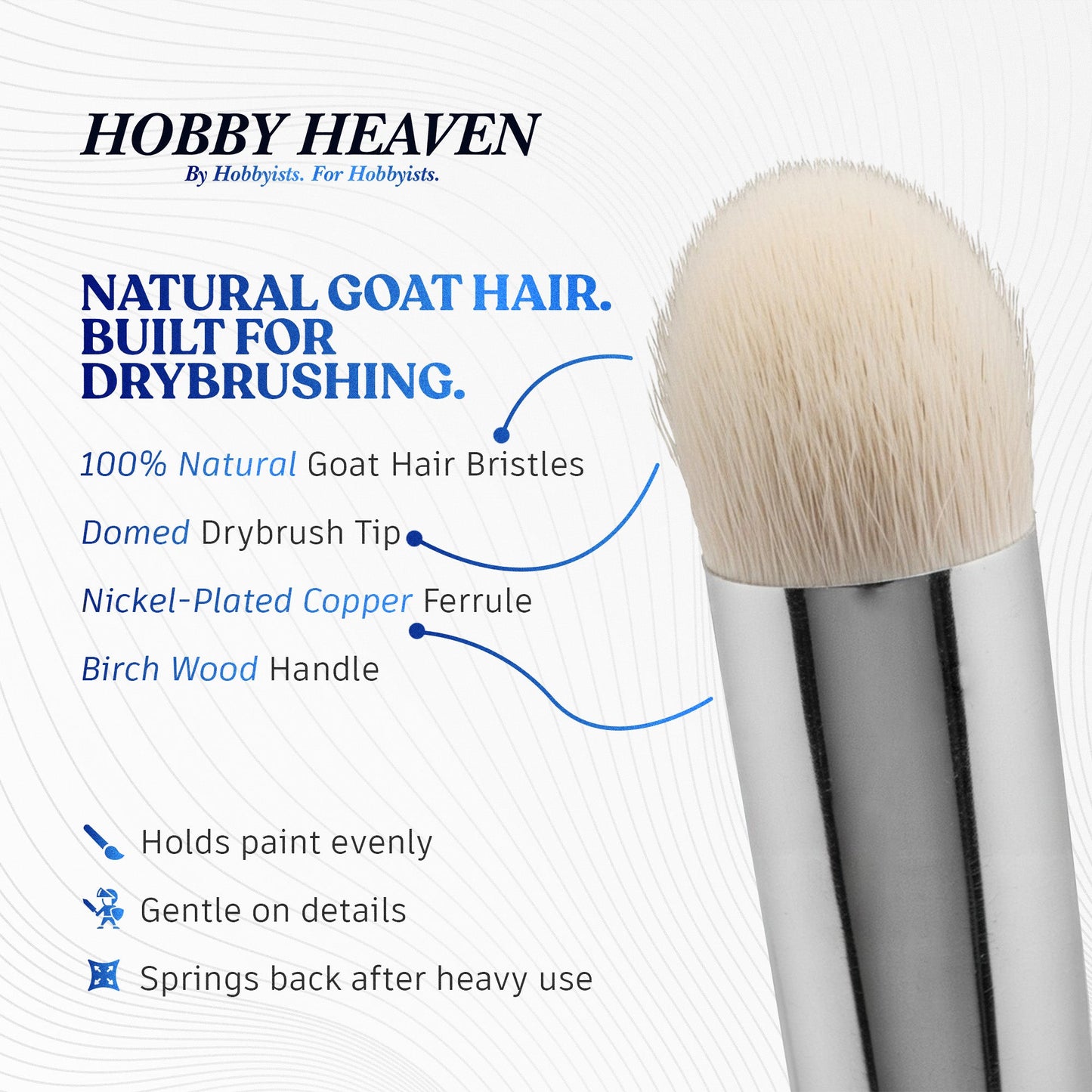 Hobby Heaven Dry Brushes – Model & Miniature Painting Brushes (Size XS–XXL)