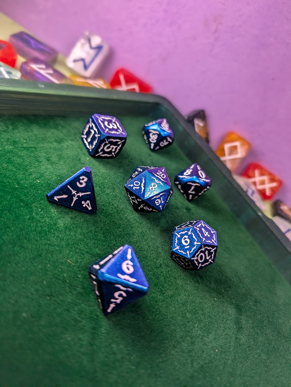 Astral Veil Arcana | Blue & White Metal Arcana Dice Set