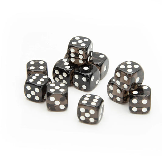 16mm D6 | Transparent Black | Round Edge | 12 Pack