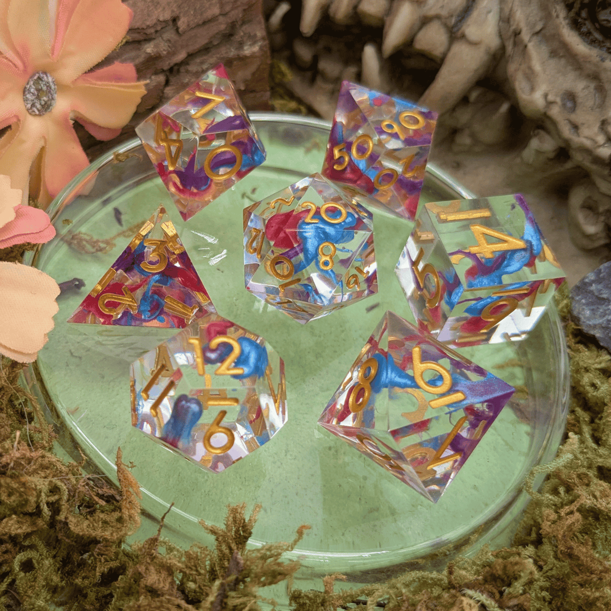 Art Blue and Purple Sharp Dice Set