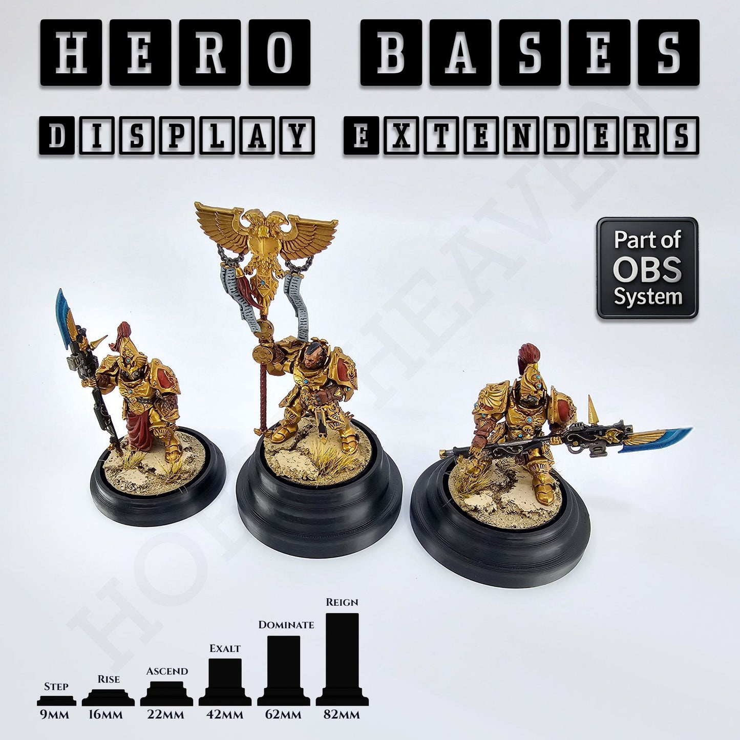 Hero Bases Display Extenders | Squares and Rectangles | Convert Gaming Bases to Display Bases & Plinths