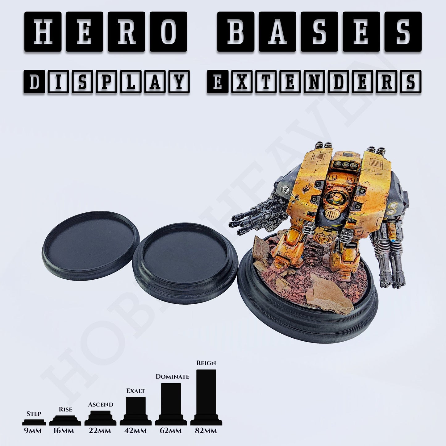 Hero Bases Display Extenders | Squares and Rectangles | Convert Gaming Bases to Display Bases & Plinths