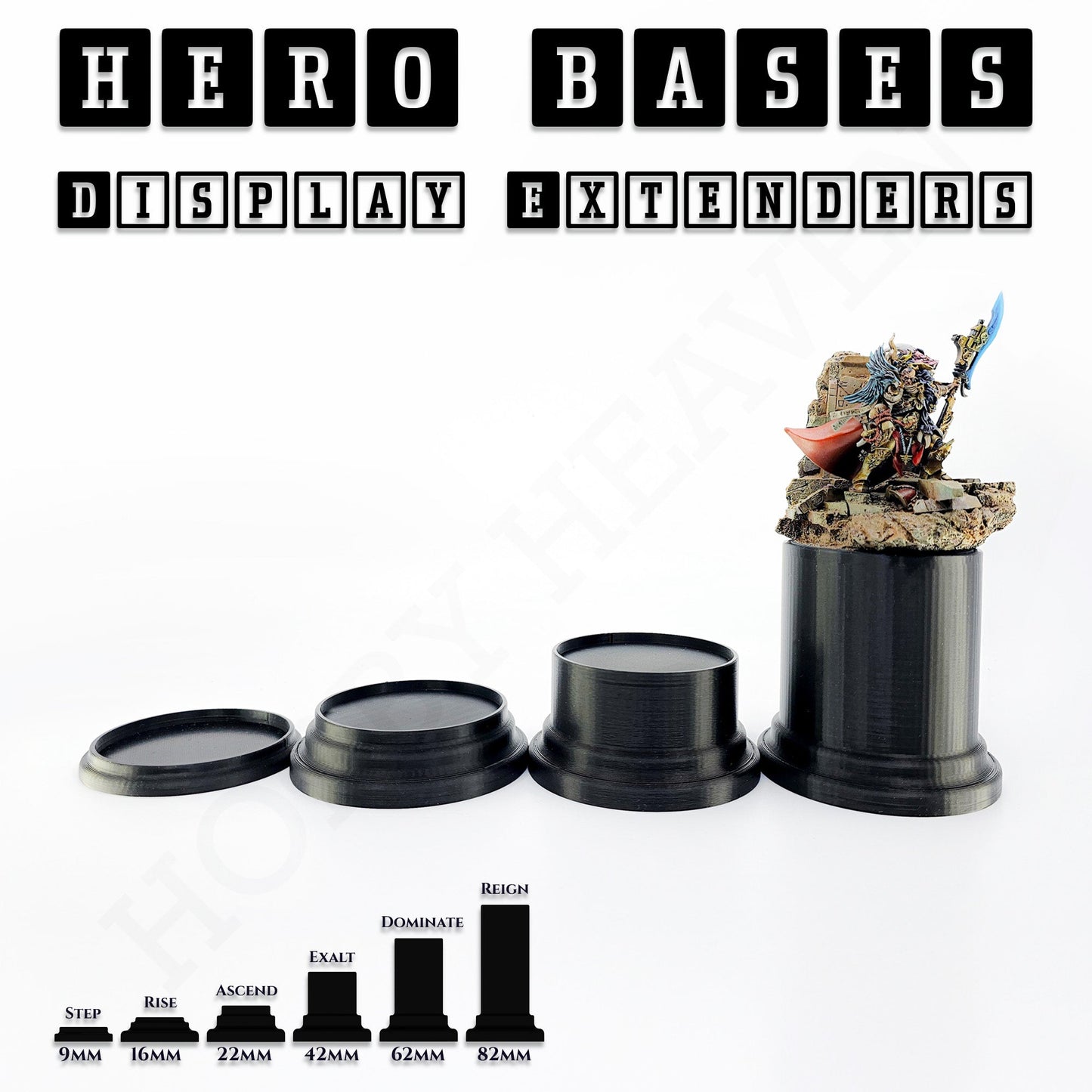 Hero Bases Display Extenders | Squares and Rectangles | Convert Gaming Bases to Display Bases & Plinths