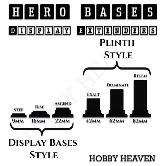 Hero Bases Display Extenders | Squares and Rectangles | Convert Gaming Bases to Display Bases & Plinths
