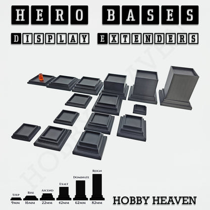 Hero Bases Display Extenders | Squares and Rectangles | Convert Gaming Bases to Display Bases & Plinths