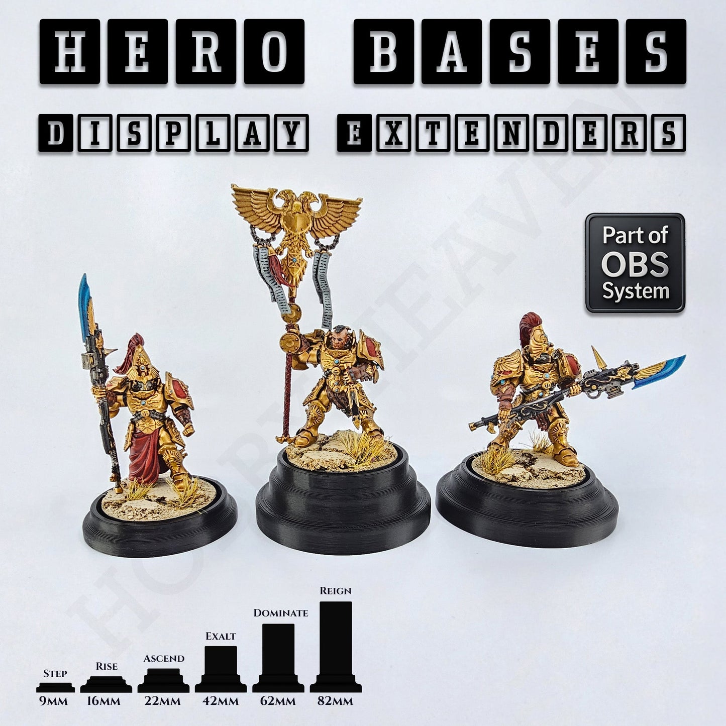 Hero Bases Display Extenders | Squares and Rectangles | Convert Gaming Bases to Display Bases & Plinths