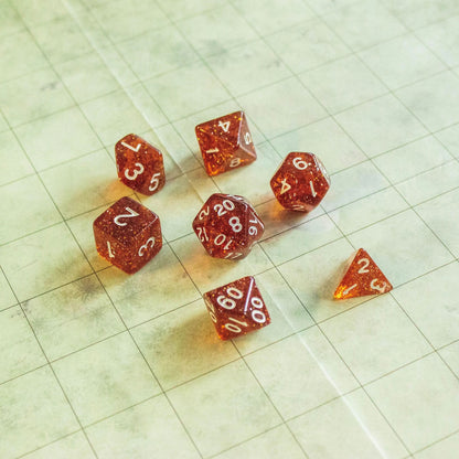 Amber Glitter Dice Set