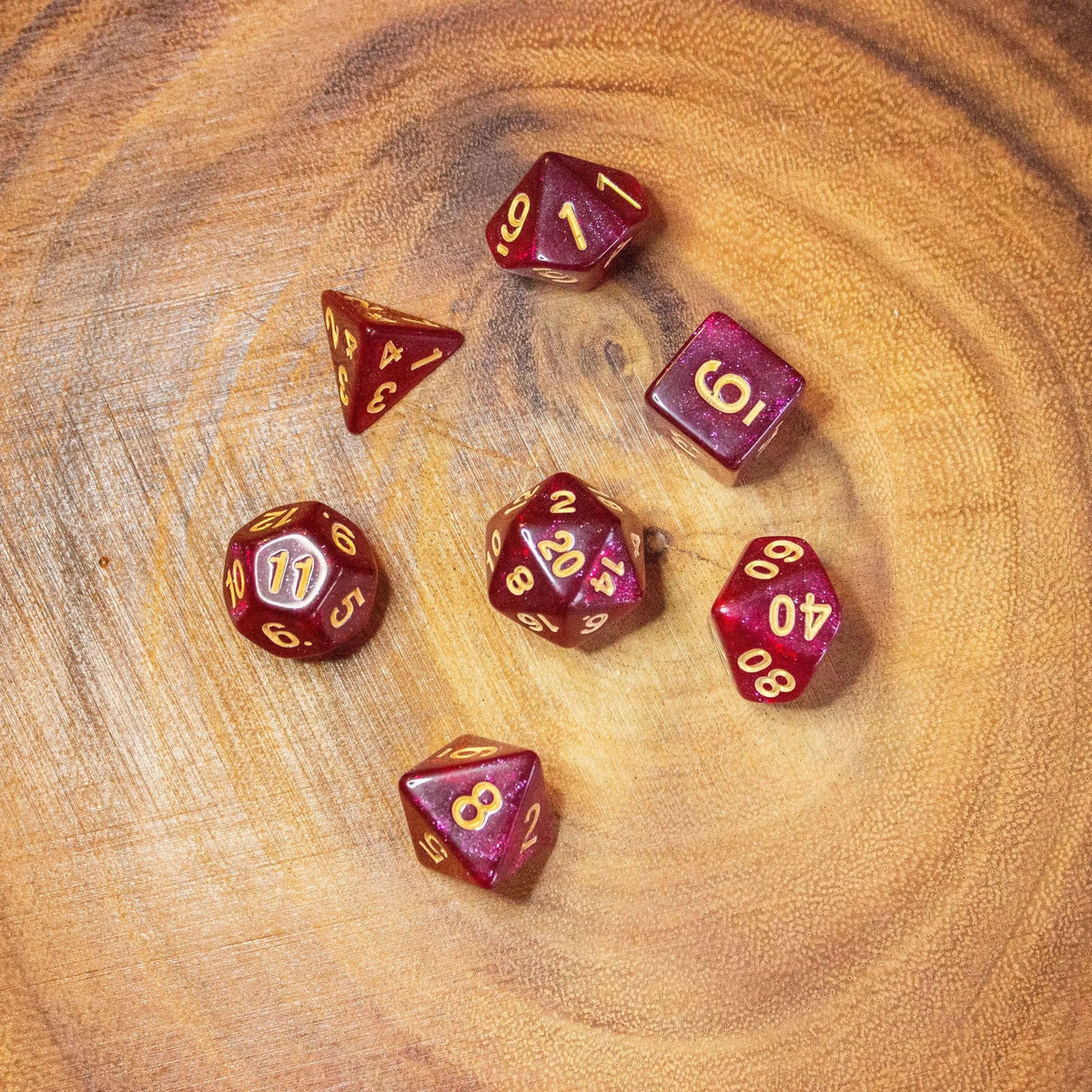 Red Ruby Shimmer Dice Set