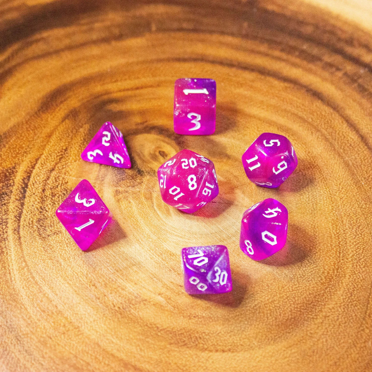 Fog Pink Violet Glitter Dice