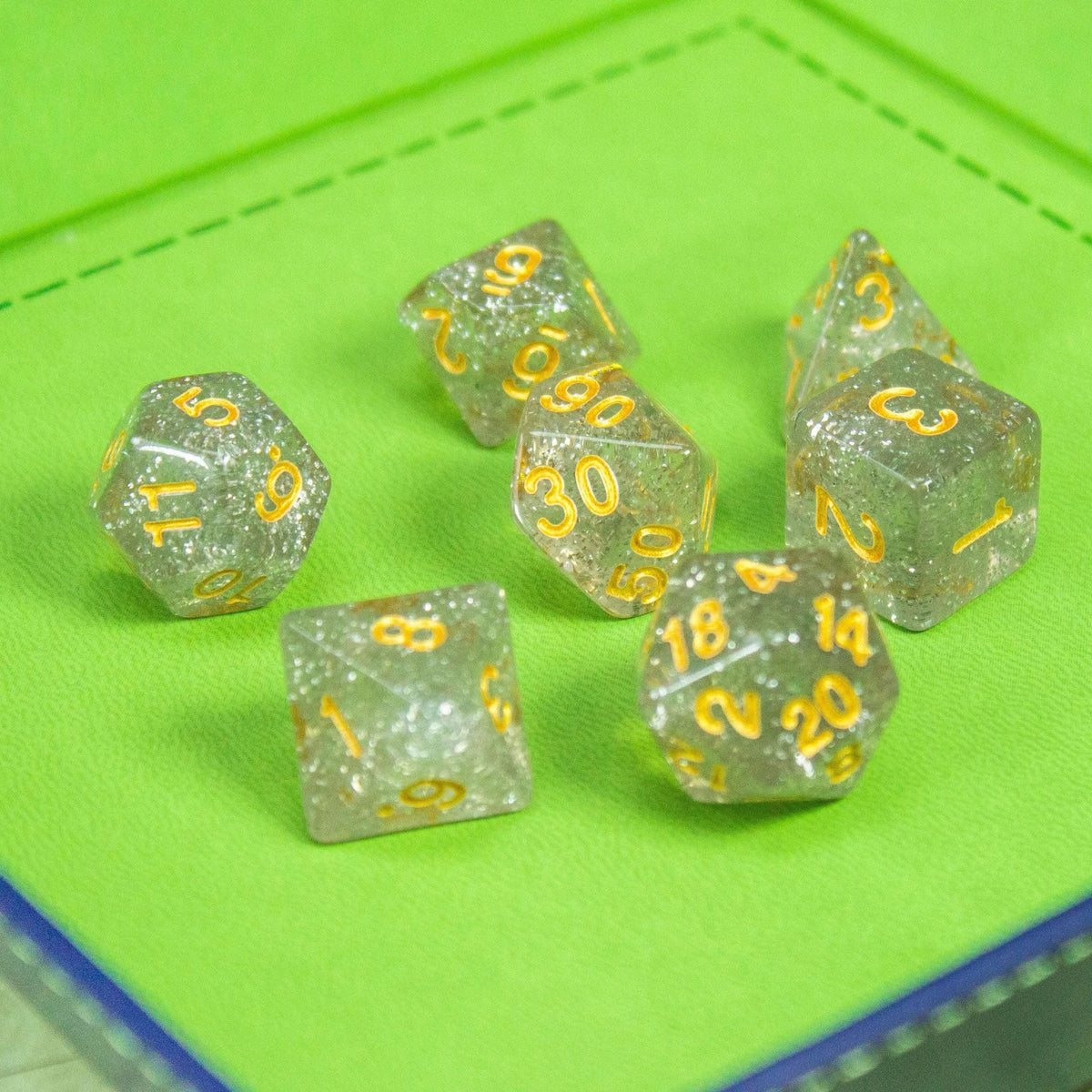 Silver and Gold Glitter Dice Set