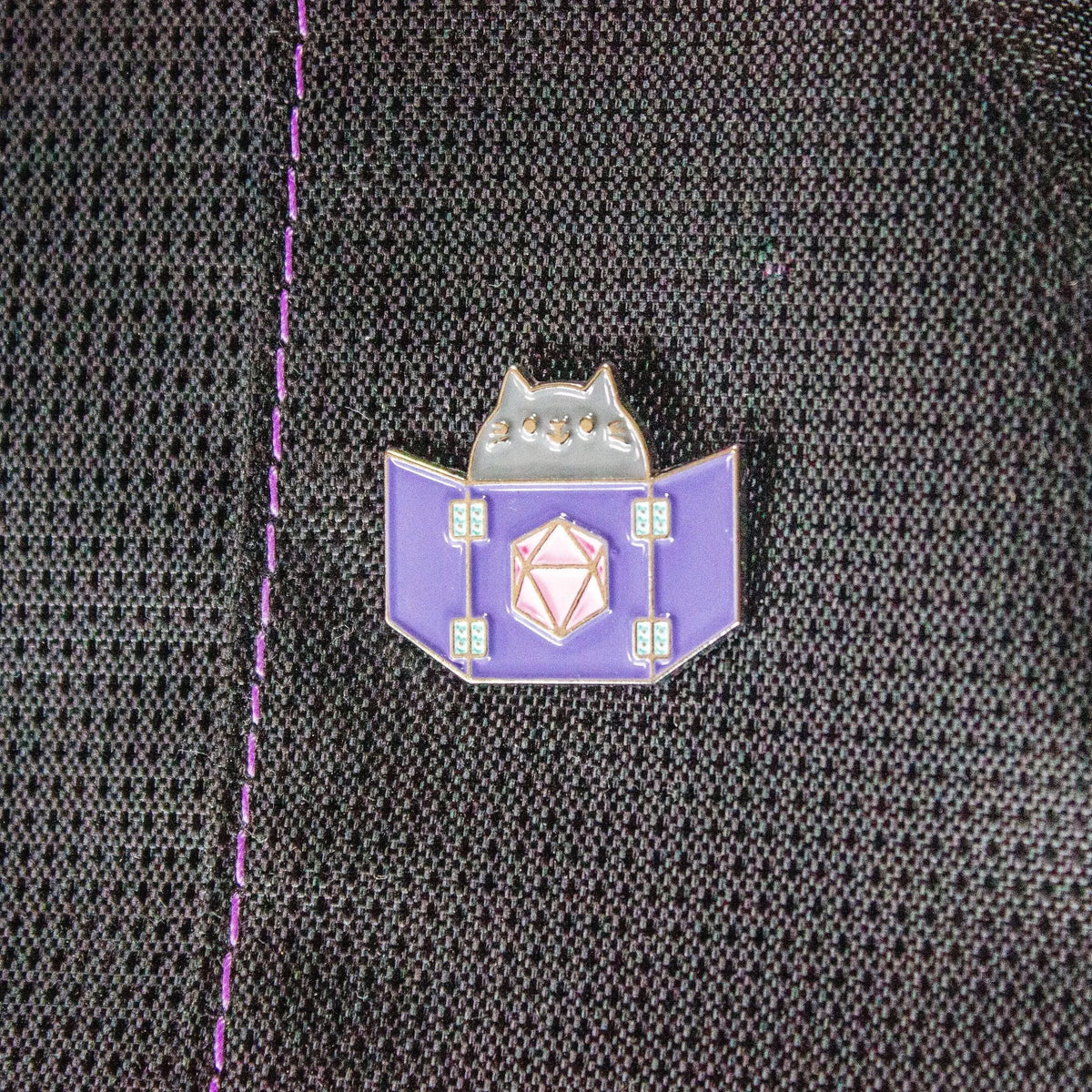 Purple Dungeon Meowster Cat Enamel Pin