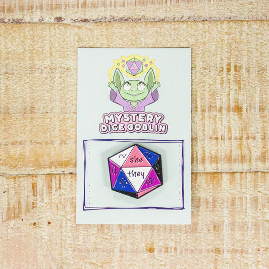 She/They D20 Pronoun Pin