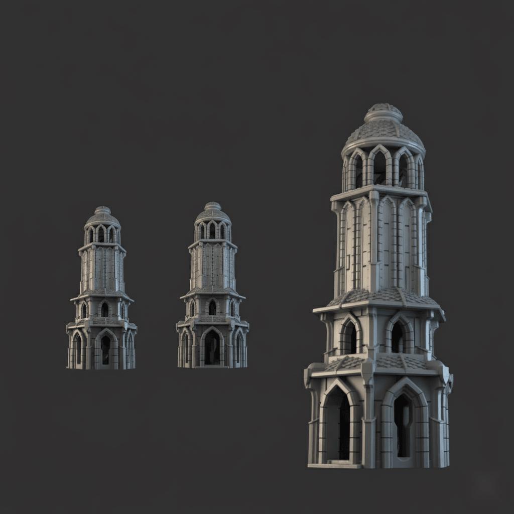 Lost City Tower 28mm DND Terrain Set 1 | Tabletop Wargaming Ruins for Warhammer, Frostgrave & RPG | 3D Printed