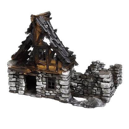 Ruined Medieval House 28mm DND Terrain Set C | Wargaming Scenery for Mordheim, Frostgrave & RPG | Unpainted 3D Printed