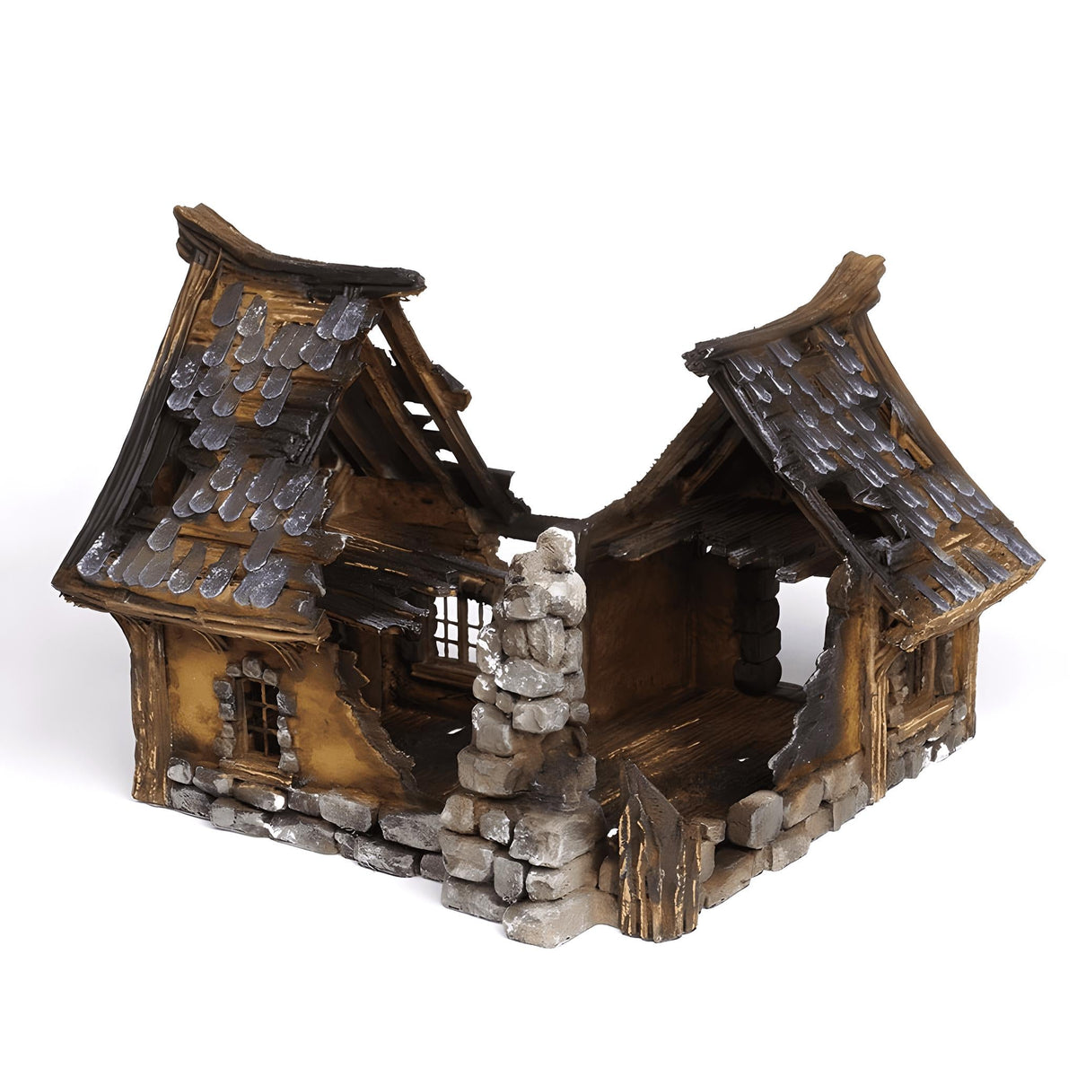 Ruined Medieval House 28mm DND Terrain Set B | Wargaming Scenery for Mordheim, Frostgrave & RPG | Unpainted 3D Printed