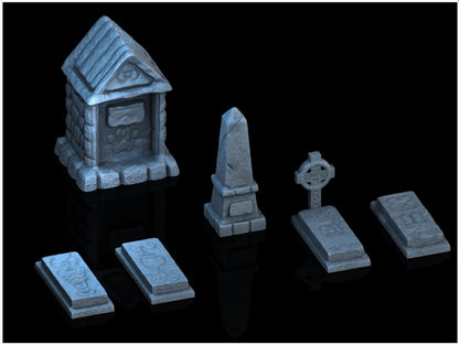 Graveyard Set 28mm DND Scatter Terrain | Tabletop Wargaming Scenery for Warhammer, Frostgrave & RPG | 3D Printed