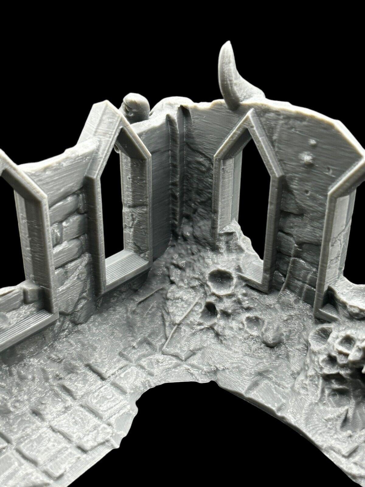 Medium Infected Ruins Terrain Sci Fi Tabletop Scenery 3D Printed 2 pcs
