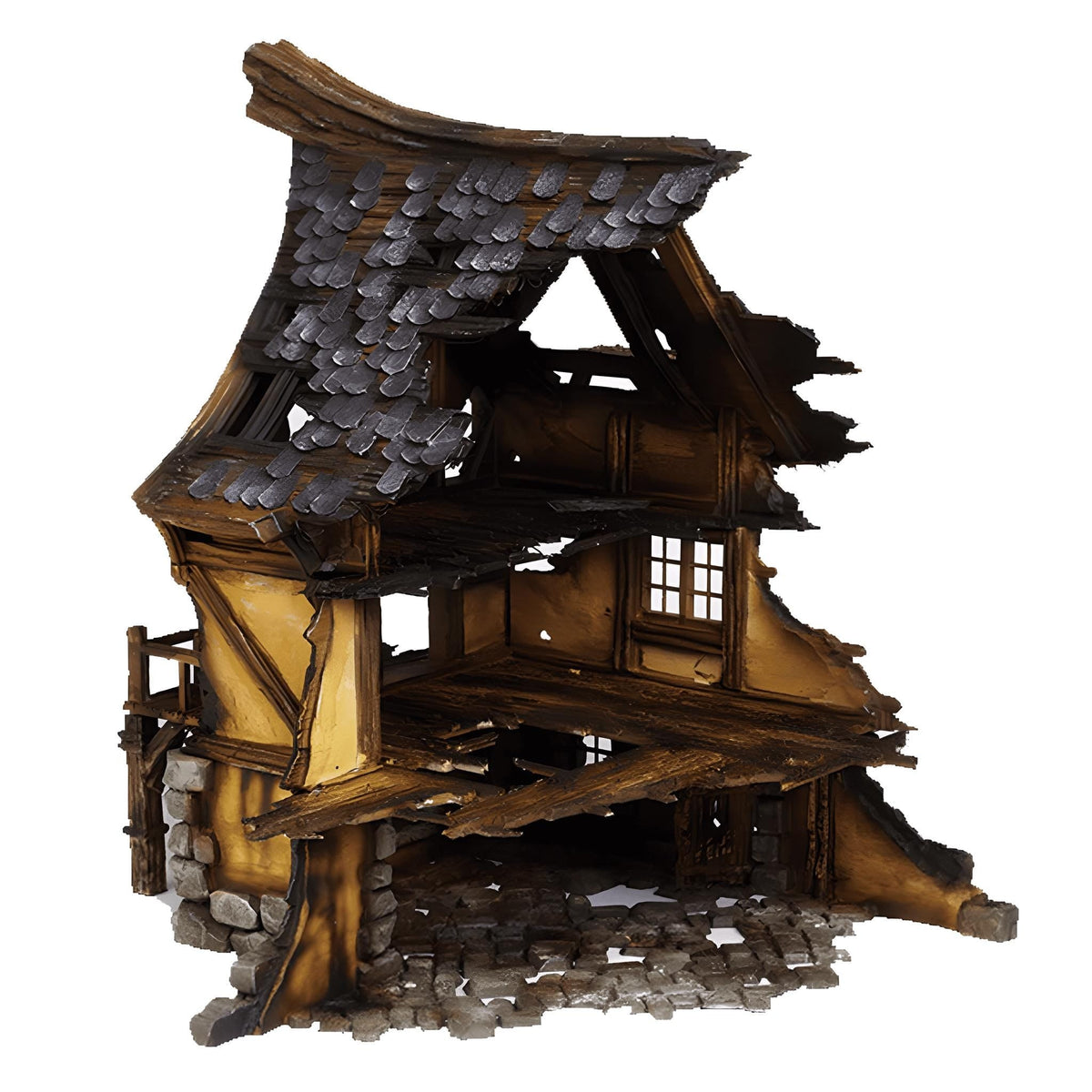 Ruined Medieval House 28mm DND Terrain | Tabletop Wargaming Scenery for Mordheim, Frostgrave & RPG | Unpainted 3D Printed