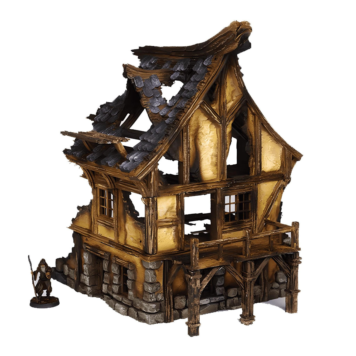 Ruined Medieval House 28mm DND Terrain | Tabletop Wargaming Scenery for Mordheim, Frostgrave & RPG | Unpainted 3D Printed