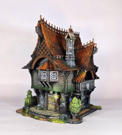 Red Rose Lodge 28mm DND Terrain | Tabletop Wargaming Scenery for Warhammer, Frostgrave & RPG | Unpainted 3D Printed