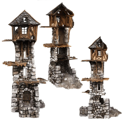 Ruined Medieval Tower 28mm DND Terrain | Tabletop Wargaming Scenery for Mordheim, Frostgrave & RPG | 3D Printed