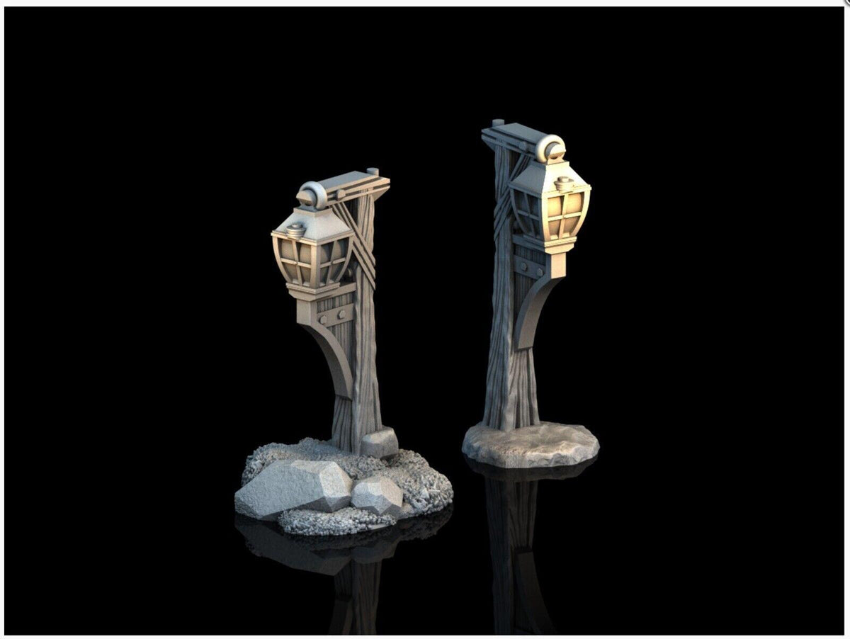 Lantern Set 28mm DND Scatter Terrain | Tabletop Wargaming Scenery for Warhammer, Frostgrave & RPG | Unpainted 3D Printed