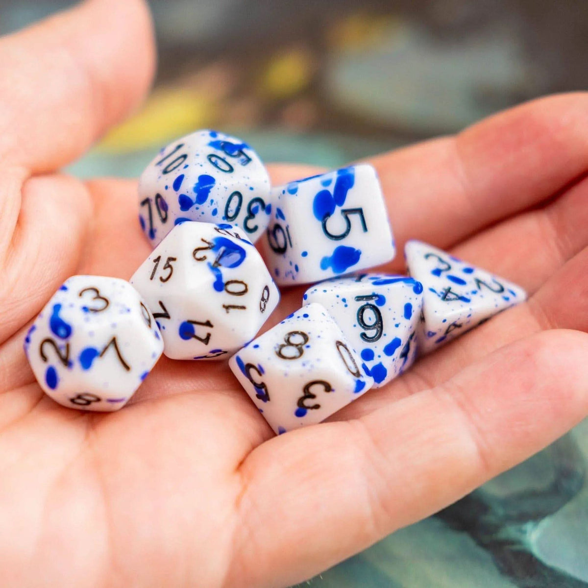 Blue Splatter Dice Set