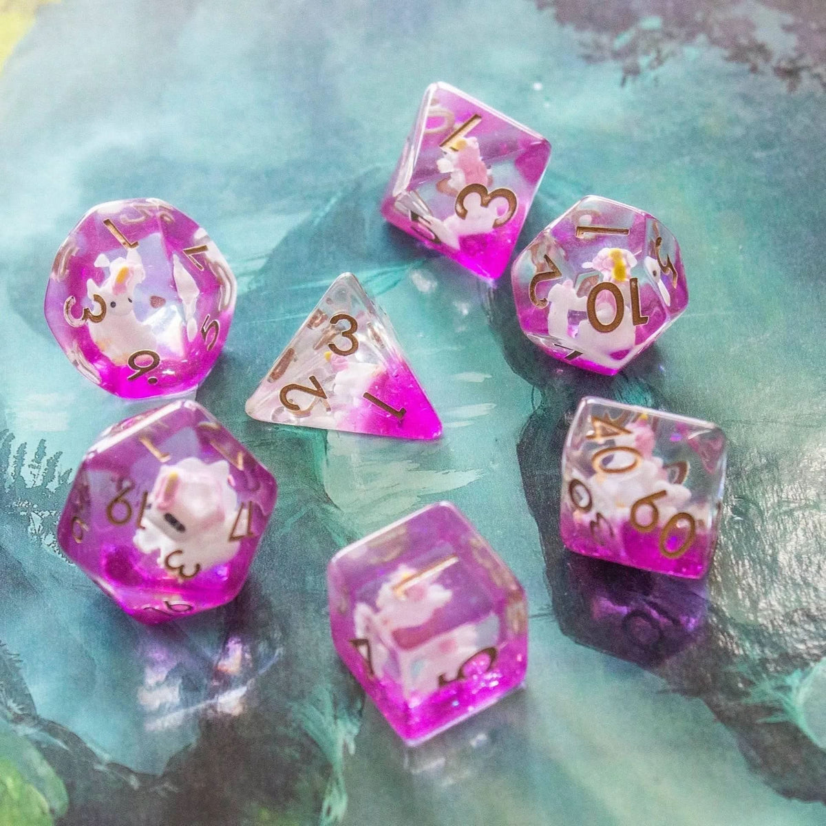 Pink Unicorn Dice Set